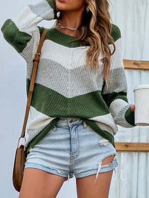 Multicolor Women’s Round Neck Sweater – Winter Fashion