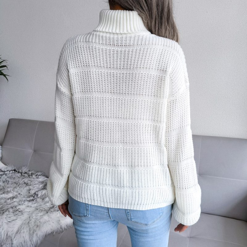Turtleneck Hollow Knit Sweater - Image 7