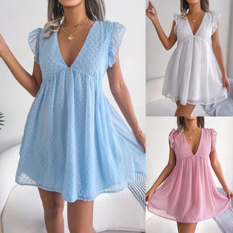Polka Dot Jacquard Casual Dress - Image 5