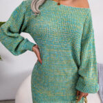 Off-Shoulder Lantern Sleeve Knit Dress - Image 5