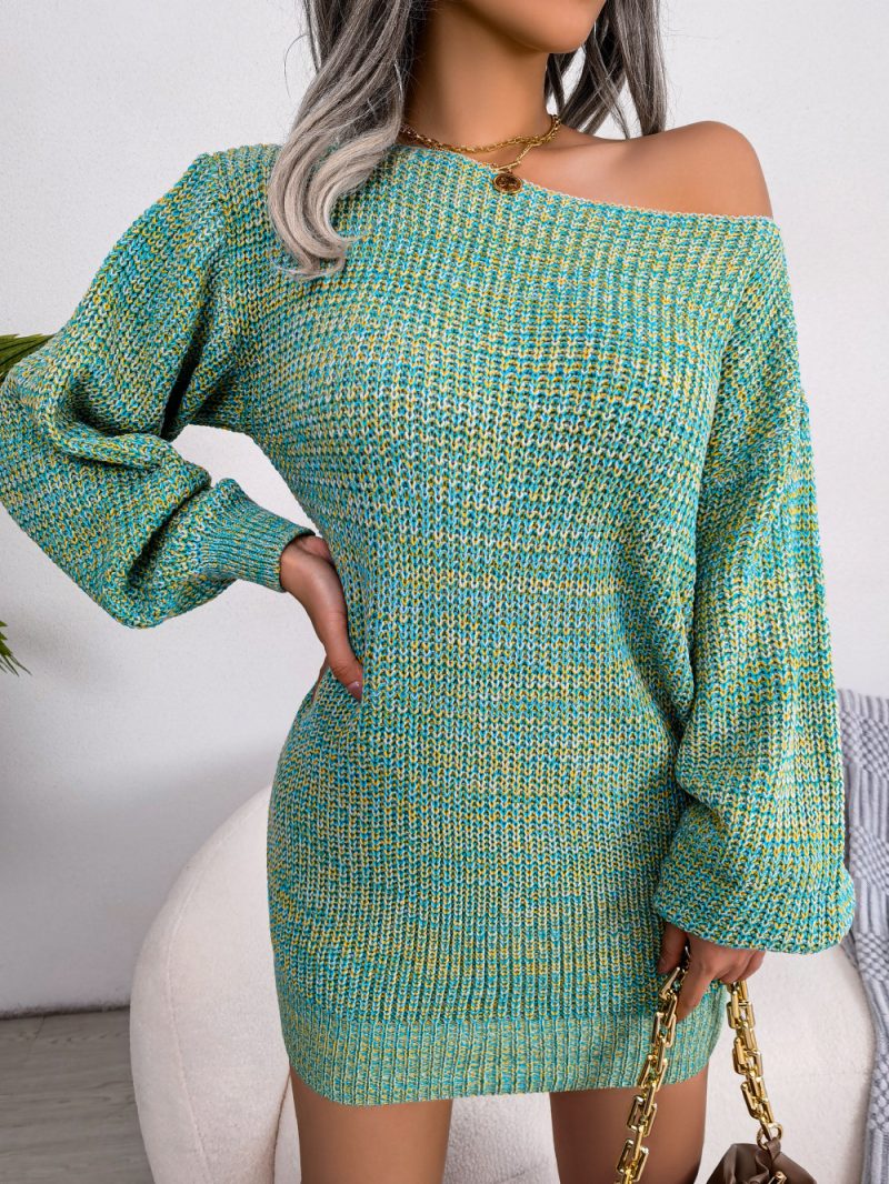 Off-Shoulder Lantern Sleeve Knit Dress - Image 5