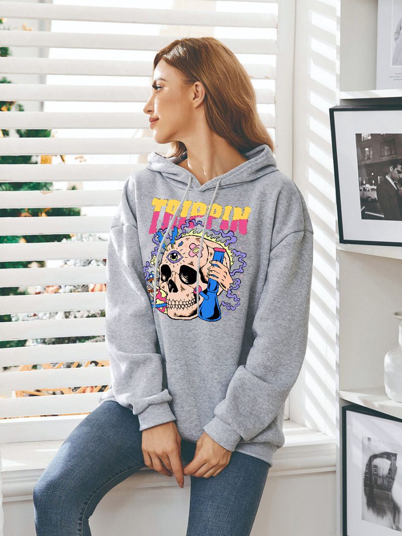 Hooded Sweater Autumn Winter Printing Hooded Casual Loose Halloween Sweater - Image 4