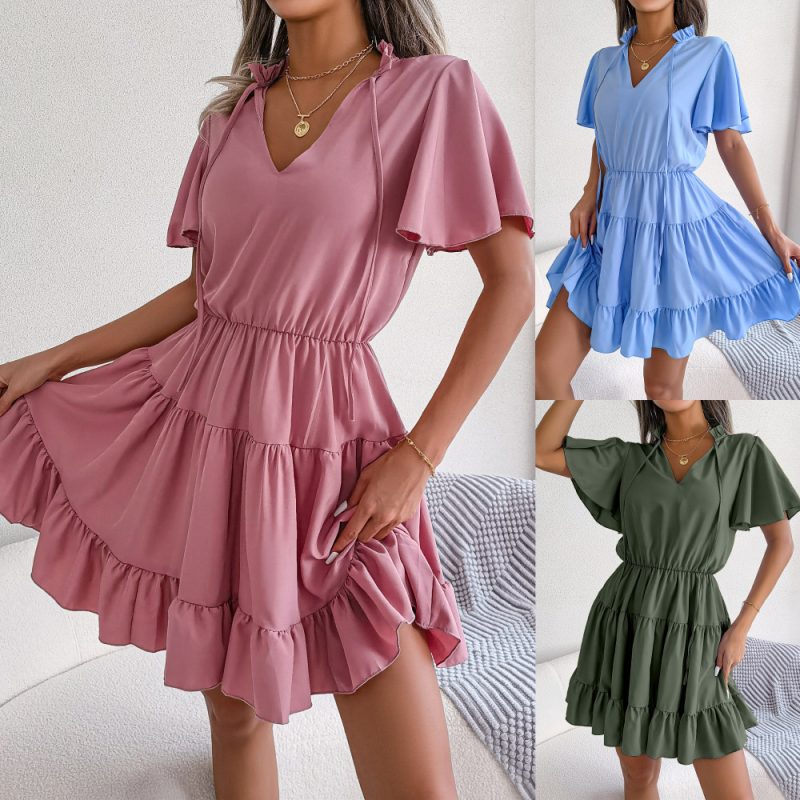Flounced Ribbon A-Line Dress - Image 5