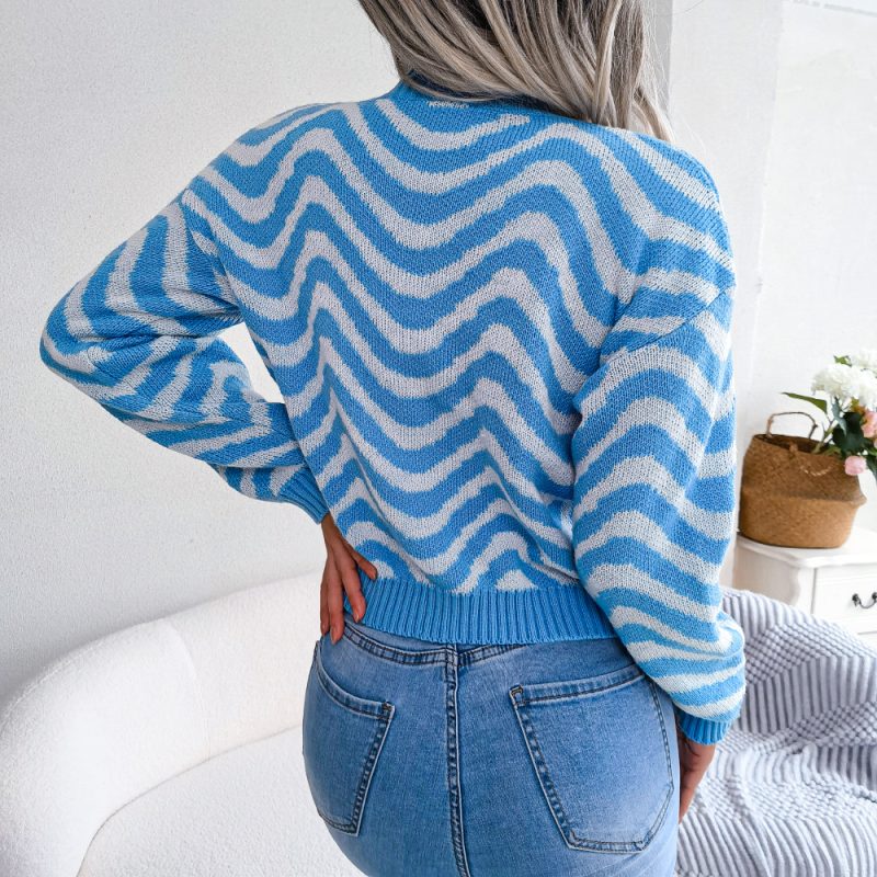 Striped Long Sleeve Knitted Sweater - Image 8
