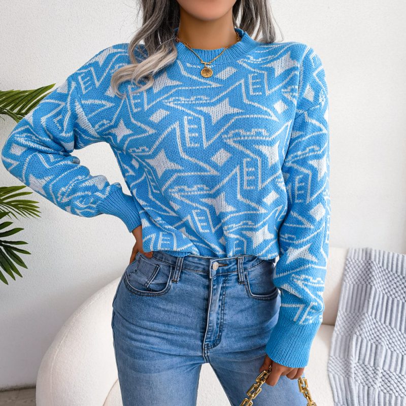 Casual Long Sleeve Knitted Sweater - Image 2