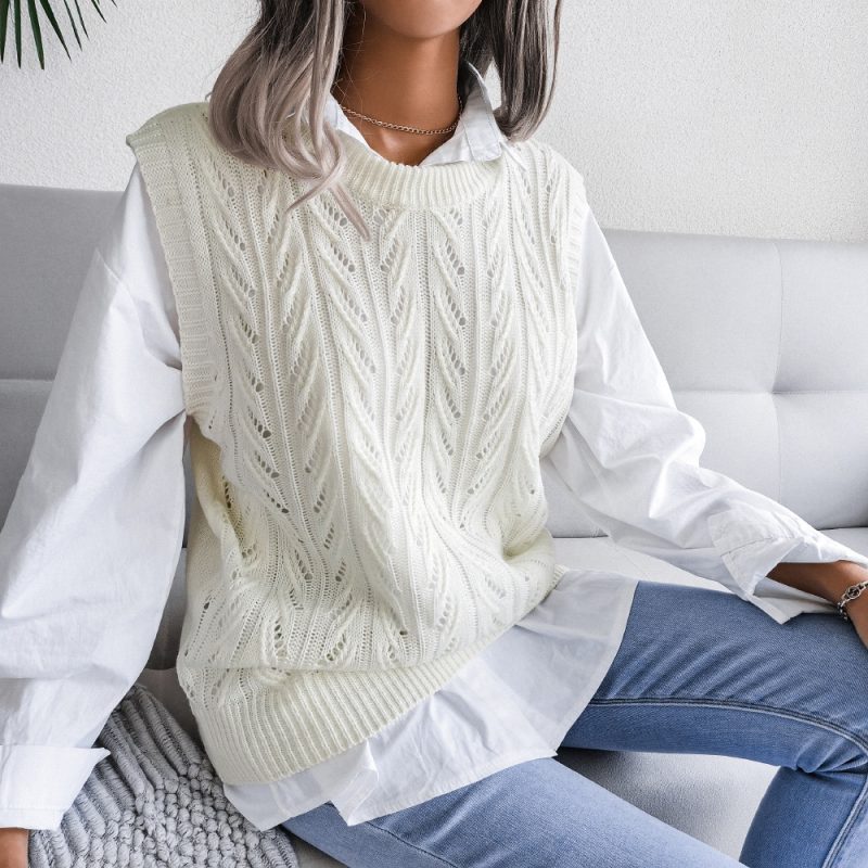 Leaf Cutout Knit Vest - Image 2