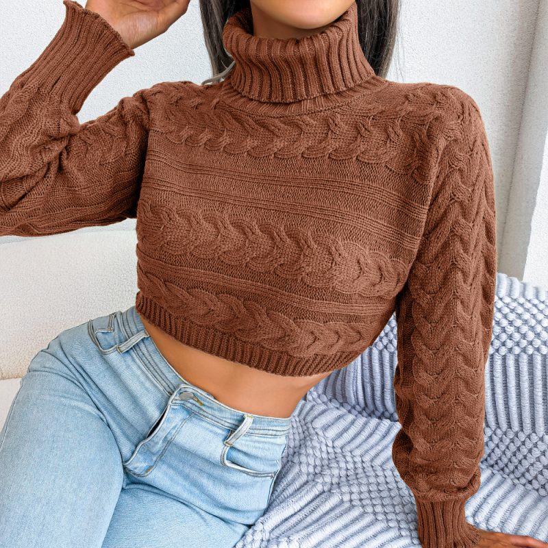 Twist Turtleneck Cropped Sweater - Image 2