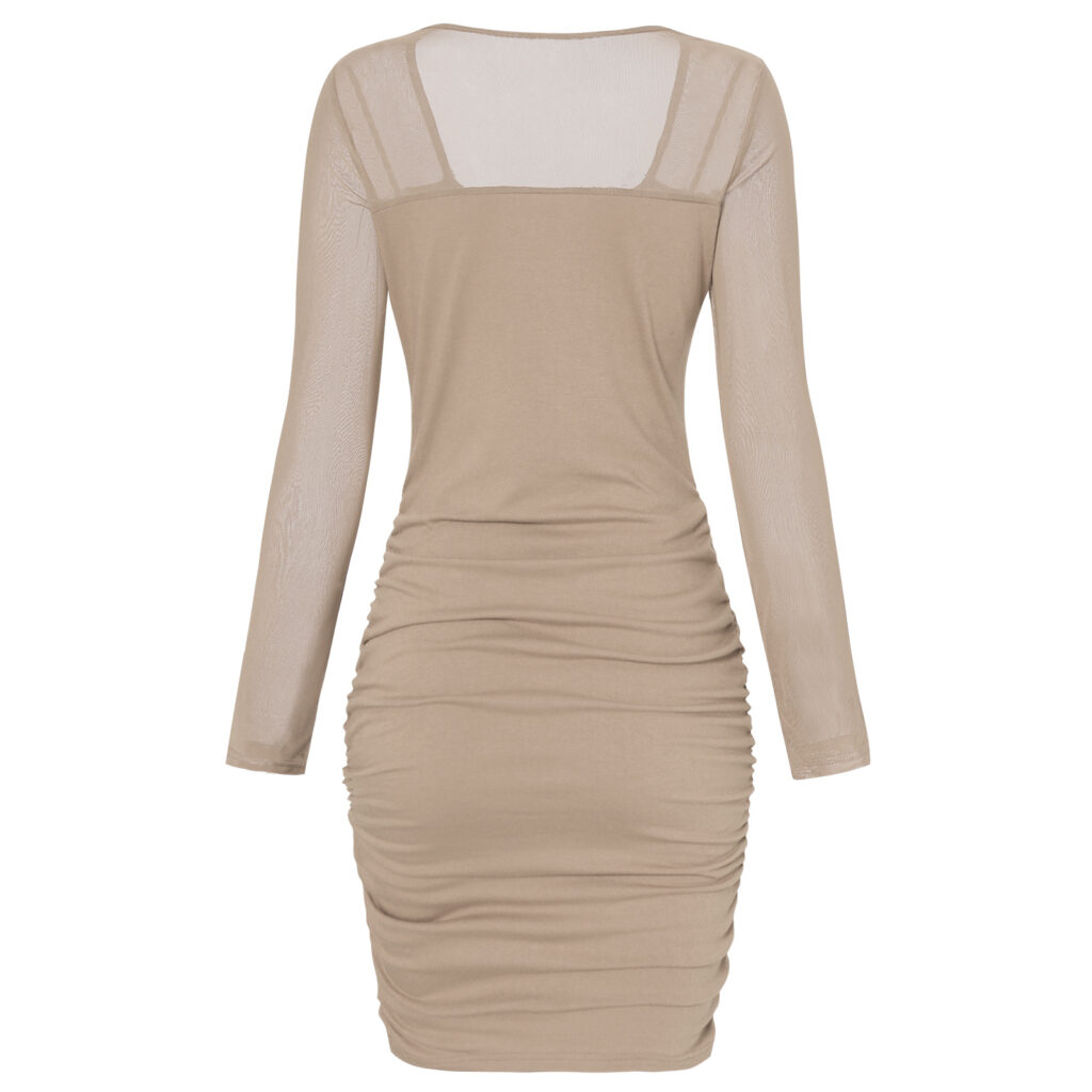 Autumn Lace Women's Slim Sheath Dress - Square Collar - Image 5
