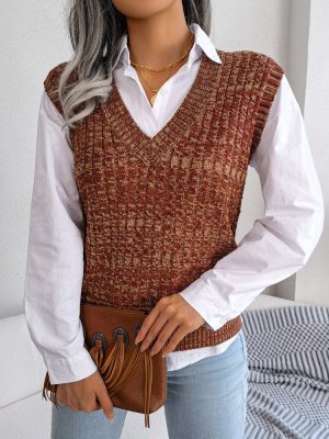 Color Twist V-Neck Sweater Vest