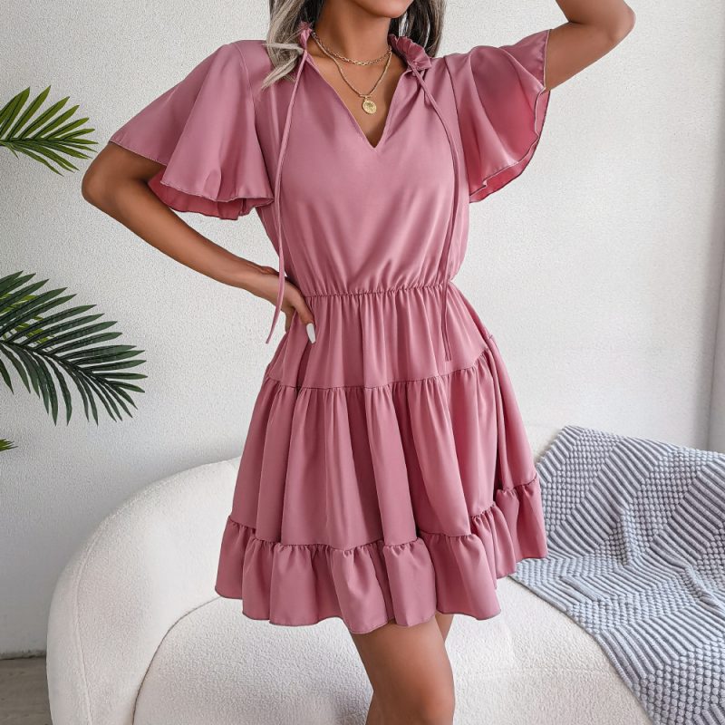 Flounced Ribbon A-Line Dress - Image 6