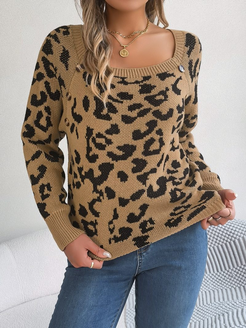 Leopard Print Button Sweater - Image 5