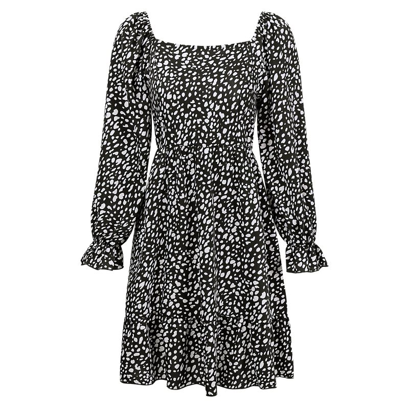 Autumn Winter Women's Long Sleeve Square Collar Dress - Image 3
