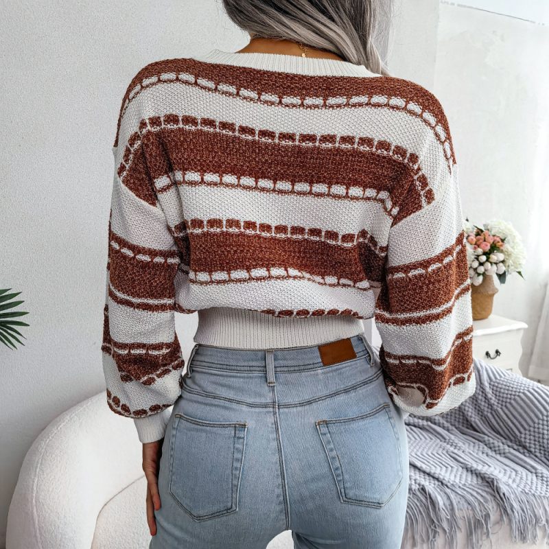Color Contrast Long Sleeve autmn Sweater - Image 4