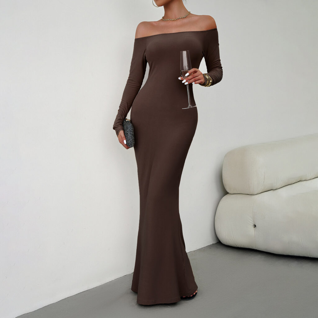 Sexy Elegant Off-Shoulder Dress - Autumn/Winter - Image 3