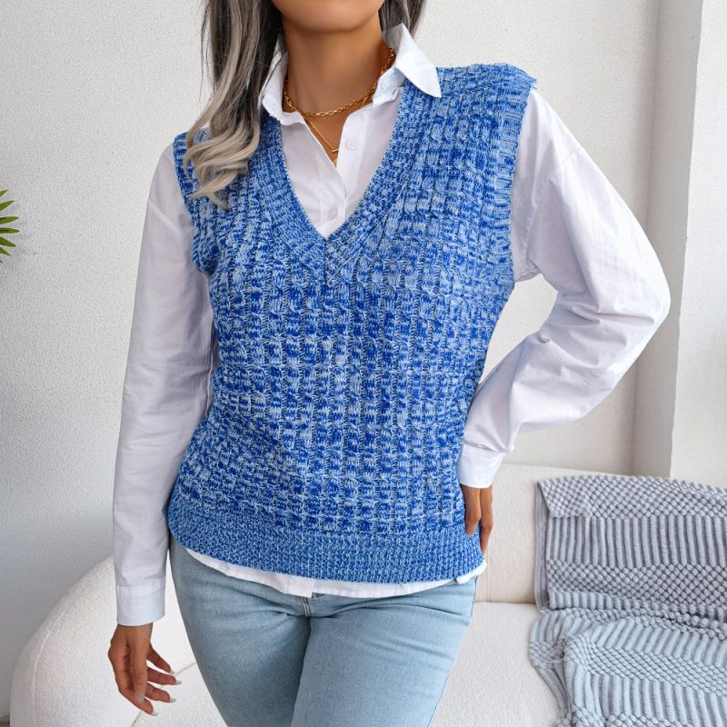 Color Twist V-Neck Sweater Vest - Image 7