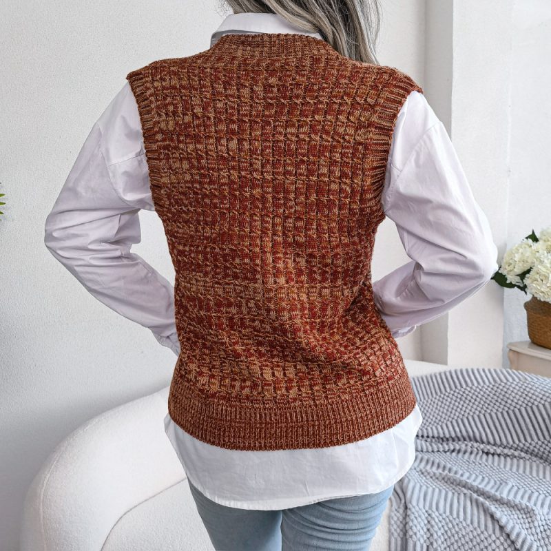Color Twist V-Neck Sweater Vest - Image 6