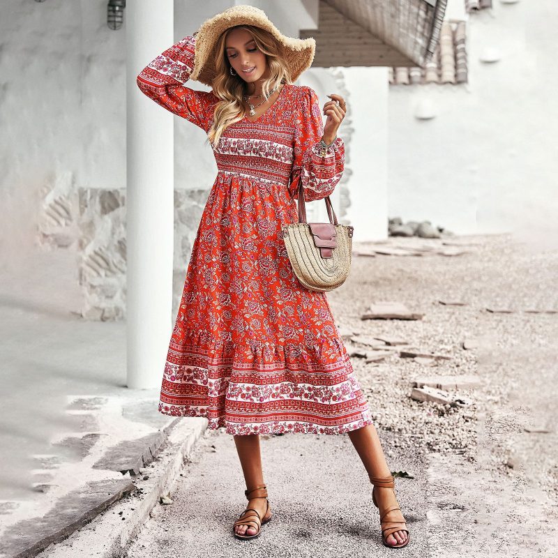 Bohemian V-neck Dress - Spring & Summer - Image 3