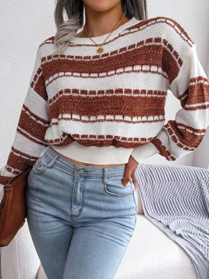 Color Contrast Long Sleeve autmn Sweater