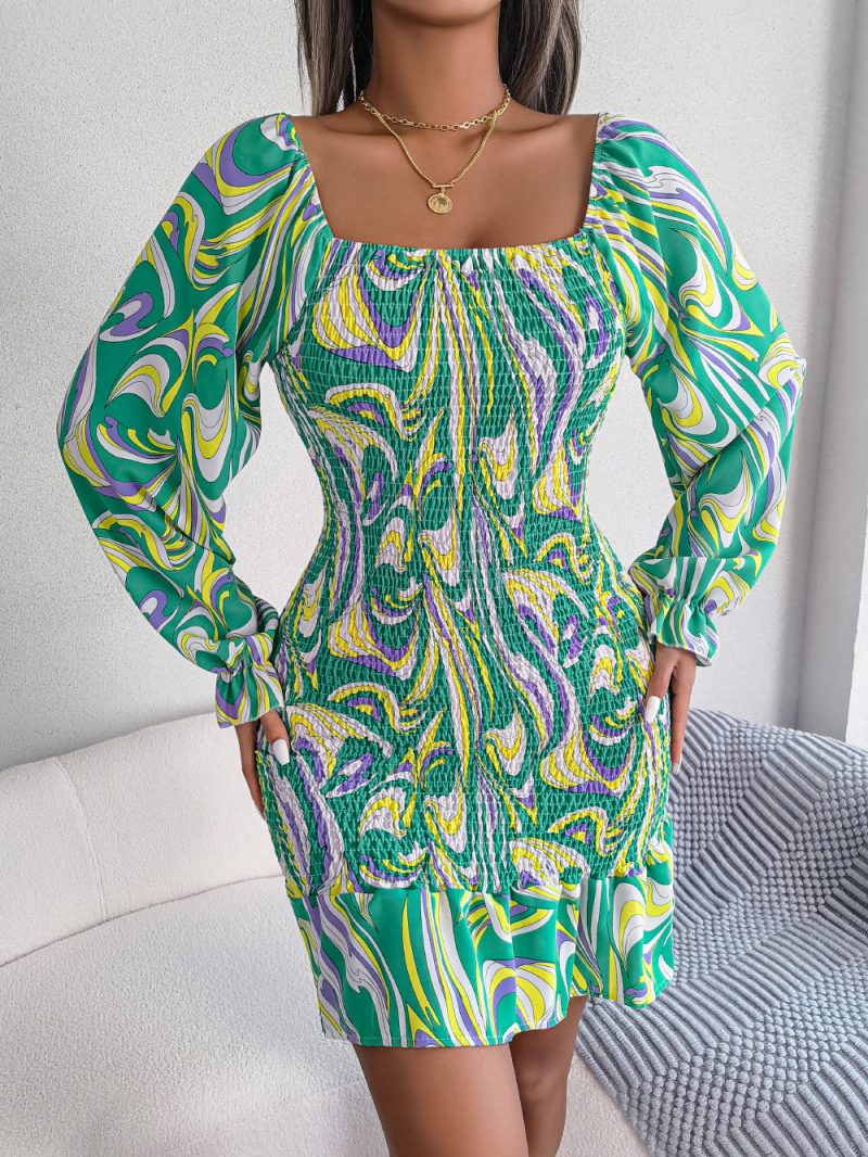 Printed Ruffled Sheath Dress - Image 8