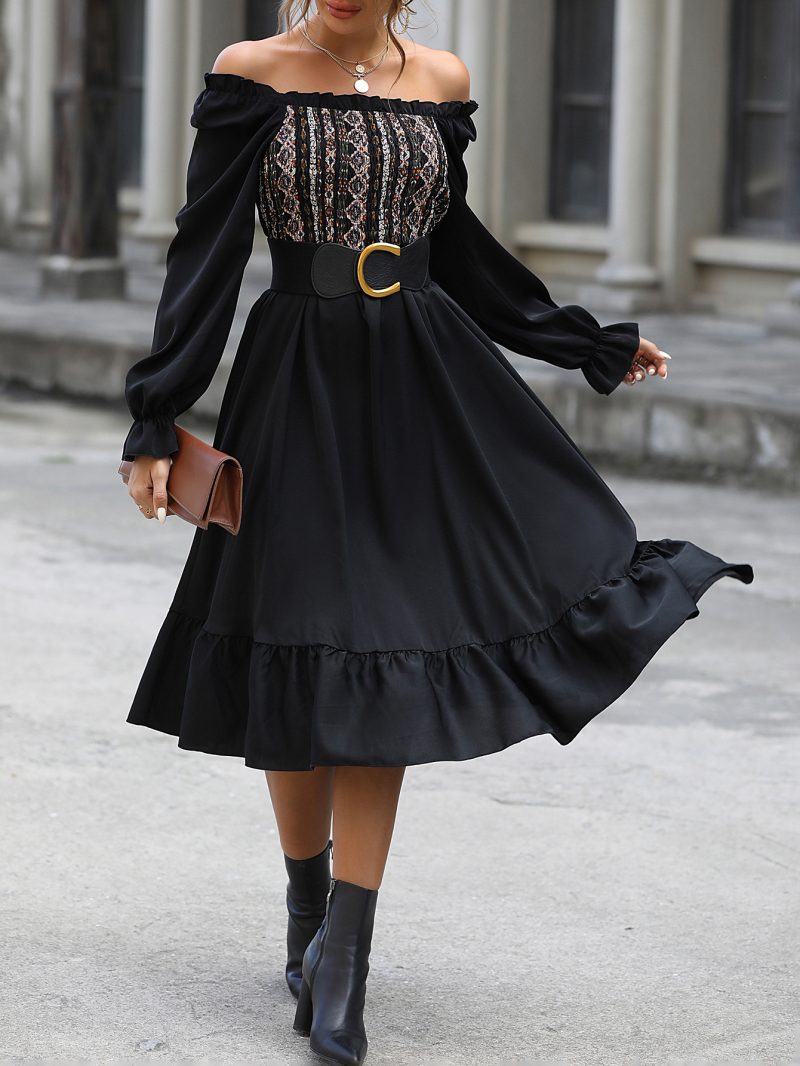 Square Collar Women's Waist Dress - Image 6