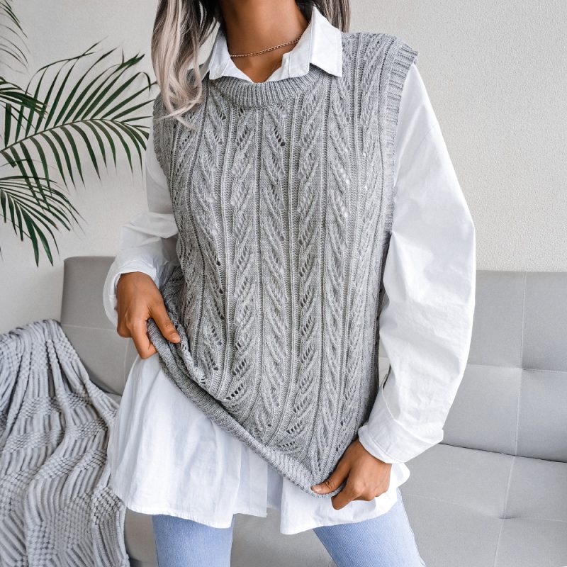 Leaf Cutout Knit Vest - Image 4
