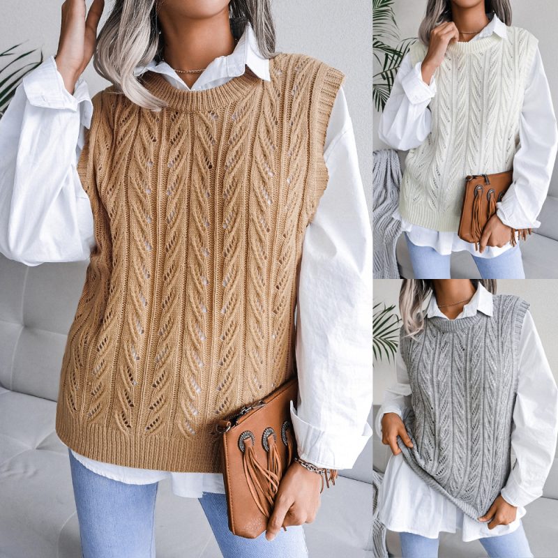 Leaf Cutout Knit Vest - Image 5