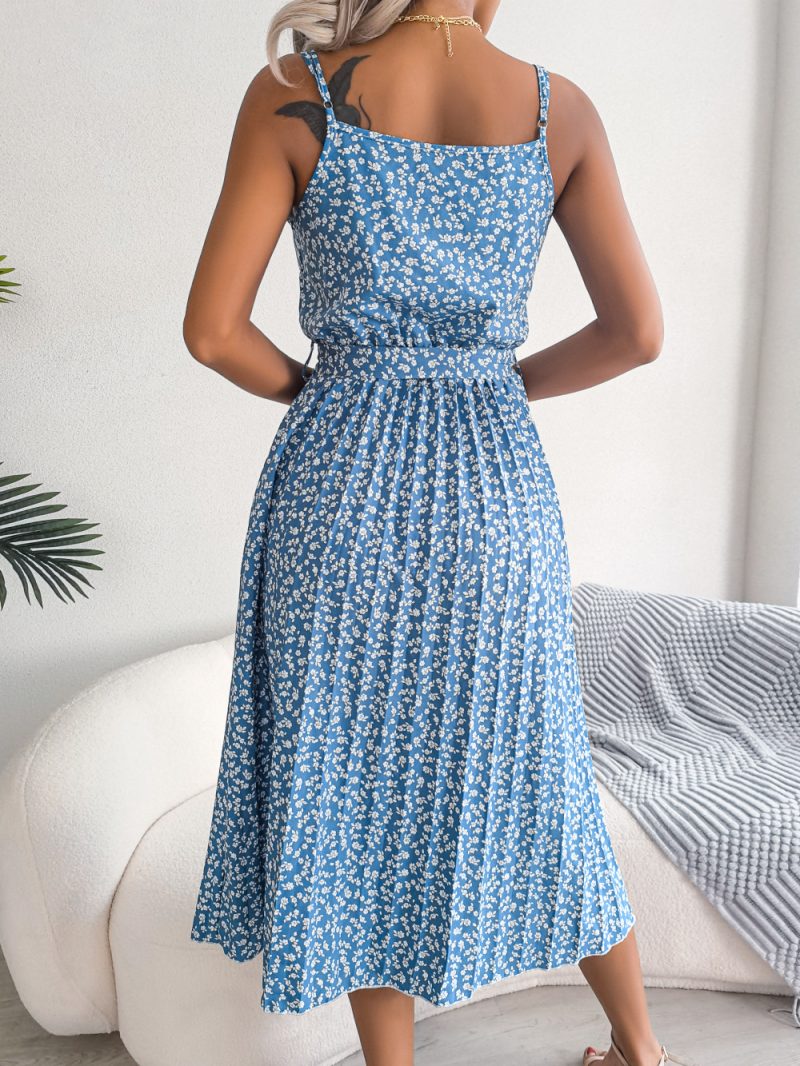 Floral Pleated Suspender Dress - Image 7