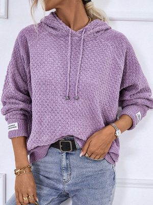 Stylish Hooded Drawstring Women’s Sweater