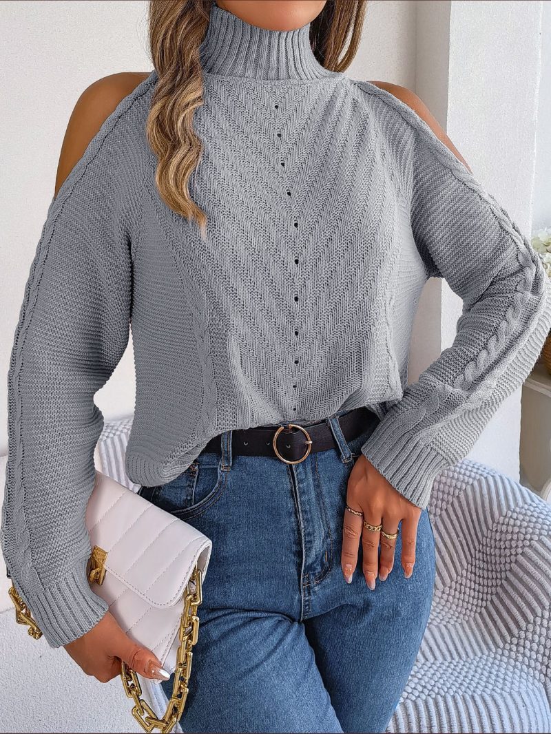 Off-Shoulder Turtleneck Knit Pullover - Image 10