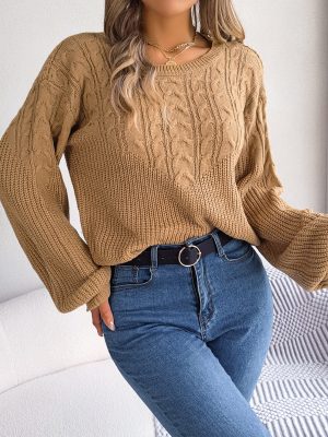 Twist Patchwork Puff Sleeve Pullover