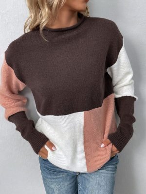 Women’s Multi-Colored Half-Turtleneck Pullover