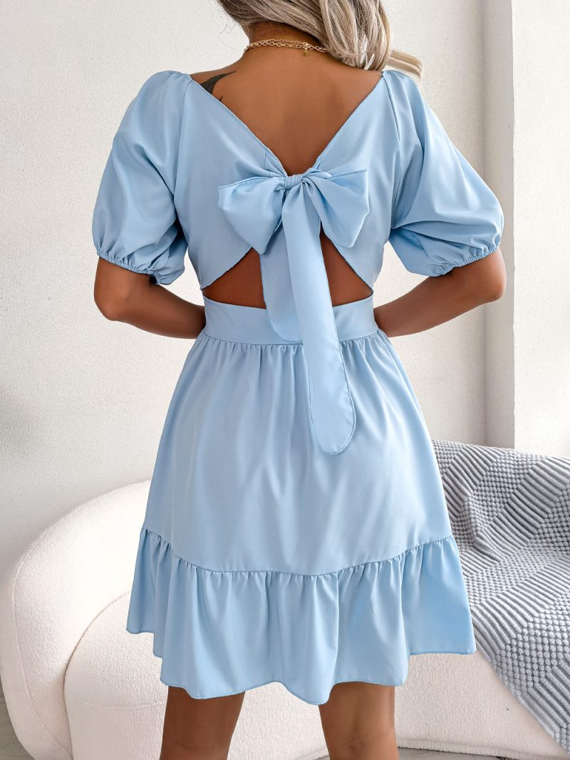 Backless Square Collar Swing Dress - Image 3
