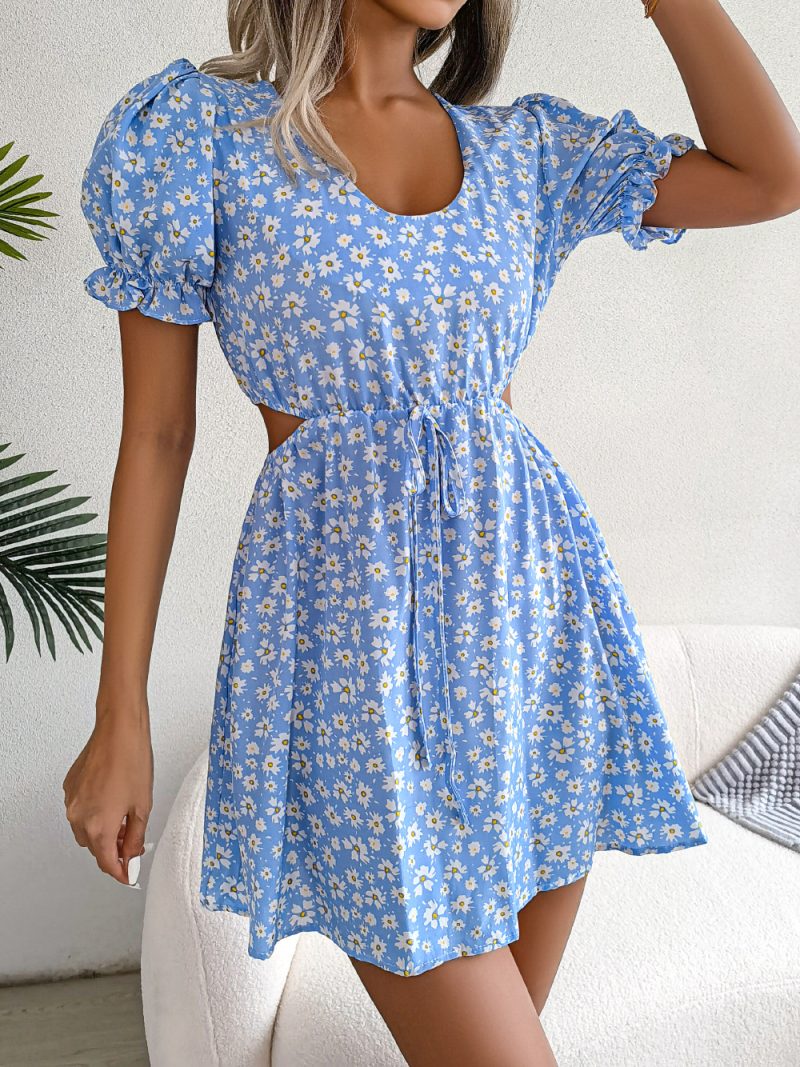 Floral Cutout Short Sleeve Dress - Image 2
