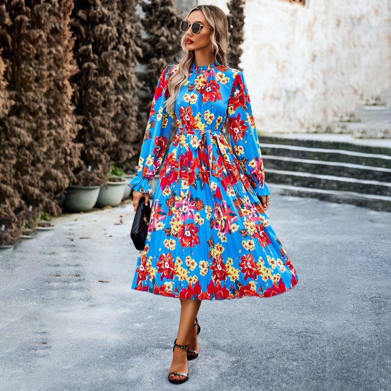 Printed Round Neck Dress - Autumn/Winter - Image 2