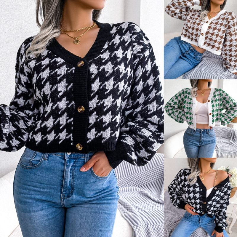 Stylish Houndstooth Cardigan for Women - Image 5