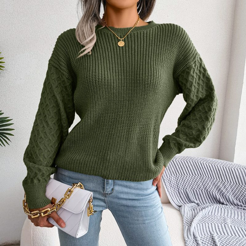 Cozy Knitted Lantern Sleeve Sweater - Image 8