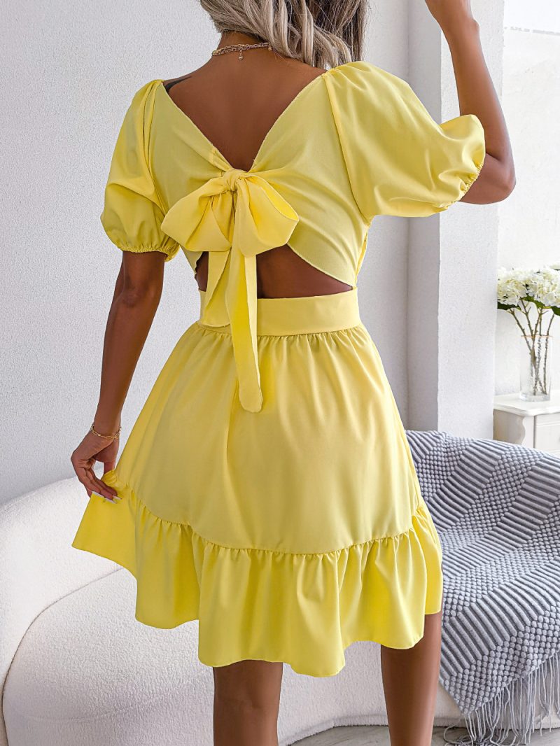 Backless Square Collar Swing Dress - Image 7