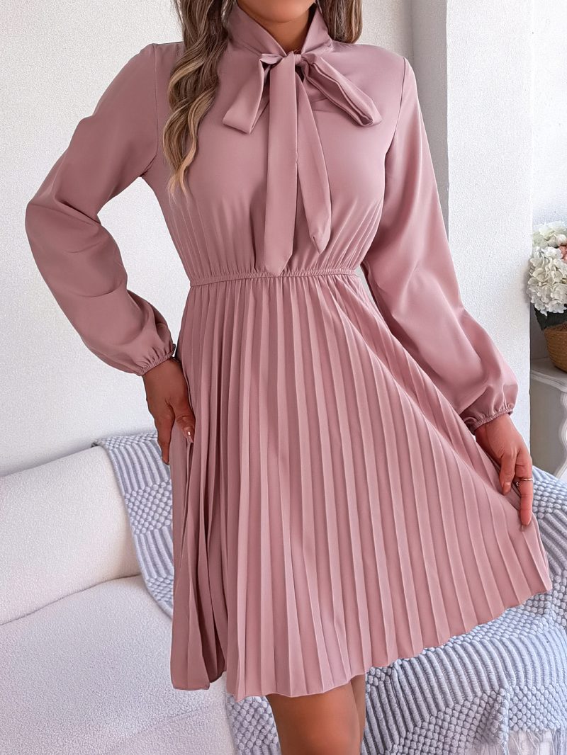 Elegant Tied Waist Pleated Dress - Image 8