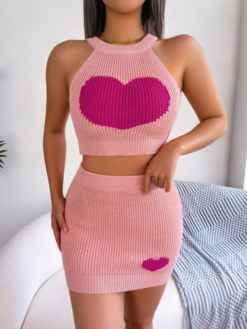 Contrast Color Cropped Top and Bag Hip Skirt Set - Image 2