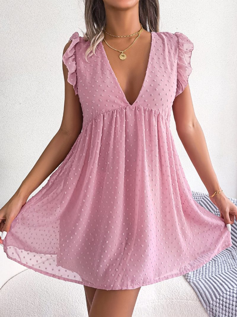 Polka Dot Jacquard Casual Dress - Image 3