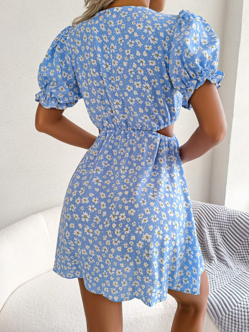 Floral Cutout Short Sleeve Dress - Image 3