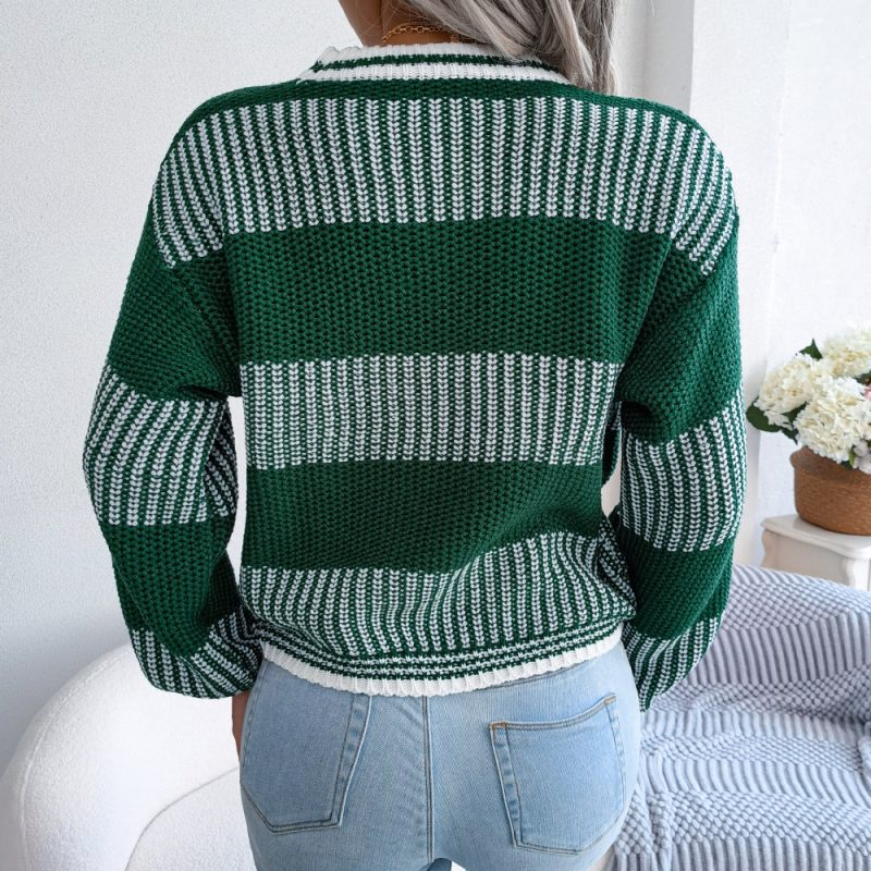 Striped Long Sleeve Knitted Sweater - Image 6