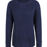 Stylish Loose Round Neck Button Sweater - Image 6