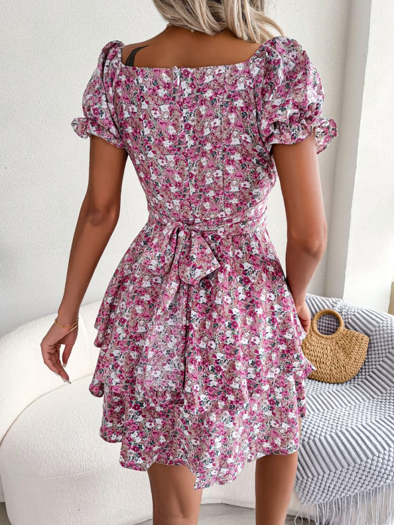Floral Lace-Up Waist Dress - Summer Elegance - Image 8