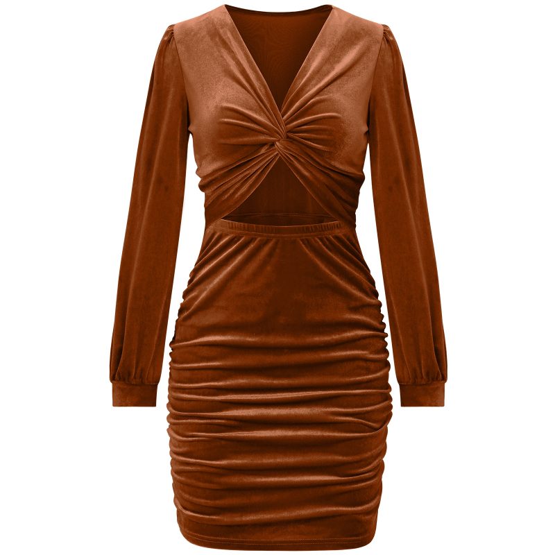 Women's Autumn Winter V-Neck Hip Dress - Image 6