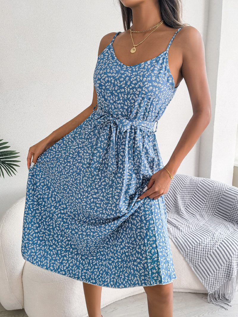 Floral Pleated Suspender Dress - Image 4