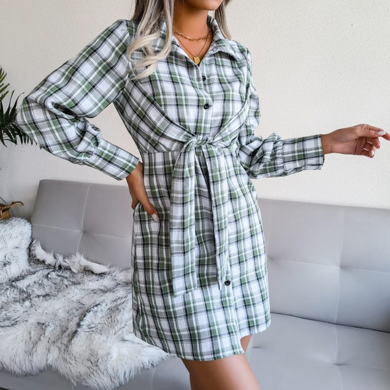Plaid Long-Sleeve Cotton Linen Shirt - Image 9