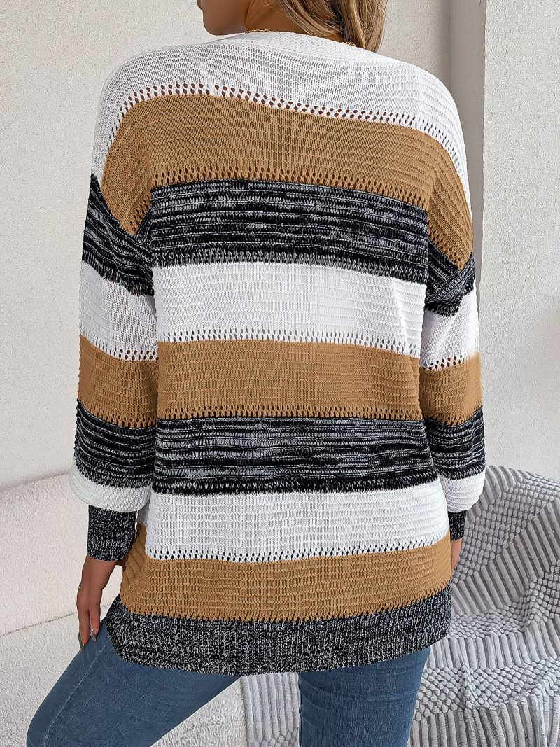 Striped Lantern Sleeve Cardigan - Image 5
