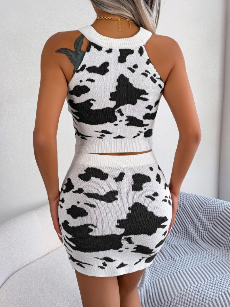 Cows Pattern Cropped Top and Bag Hip Skirt Set - Image 6