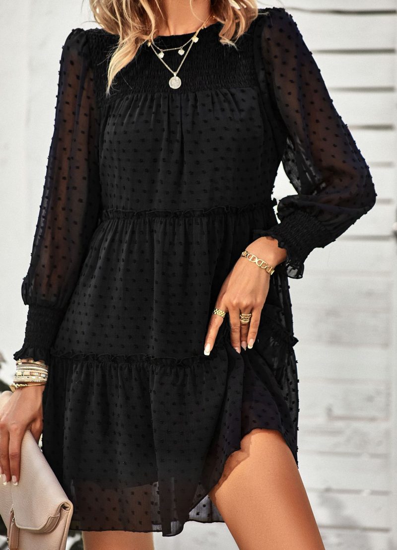 Crew Neck Short Jacquard Dress - Image 7